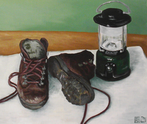 オリジナル-登山靴とランタン