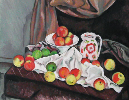 模写：＜果物皿、水差し、果物＞ポール・セザンヌ