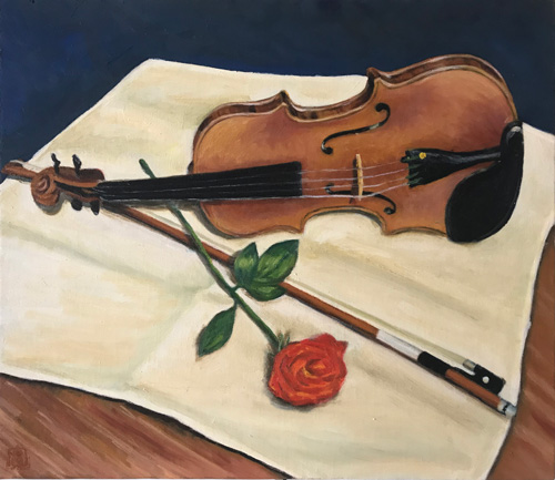 オリジナル-ヴァイオリンとバラ